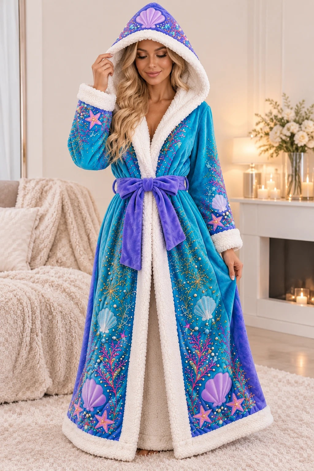 The heated blanket worn at home