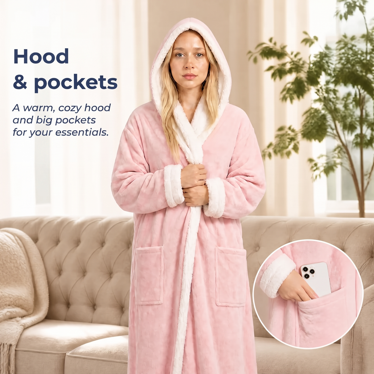 Mitoufli heated wearable blanket, Hood & pockets