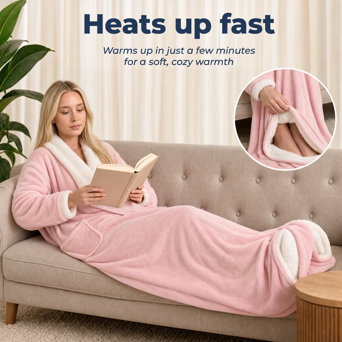 Mitoufli heated wearable blanket, Heats up fast