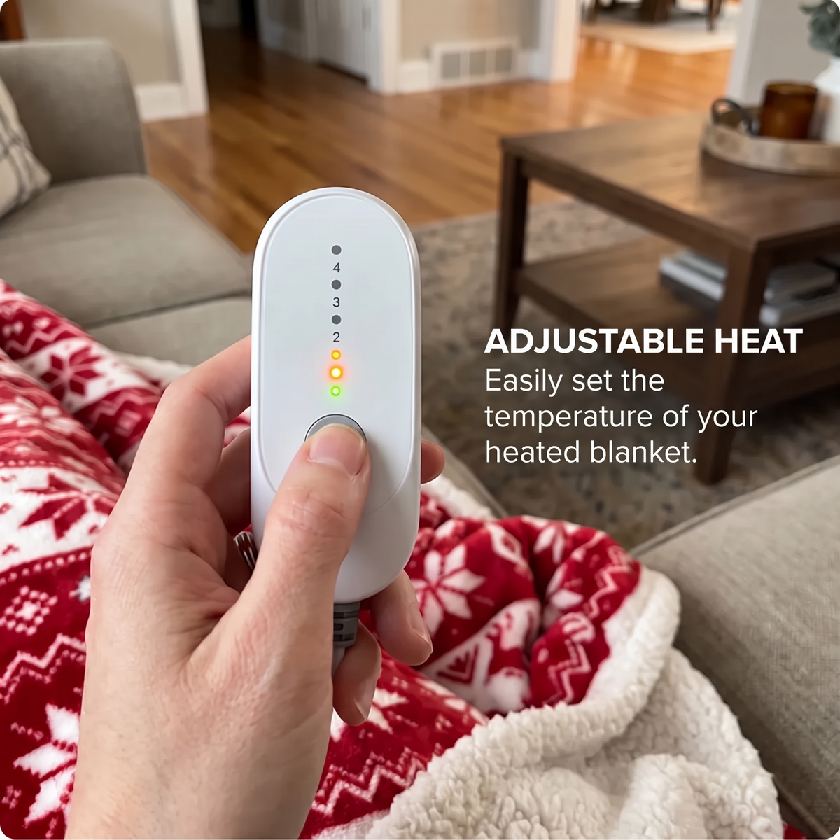 Mitoufli heated wearable blanket, ADJUSTABLE HEAT