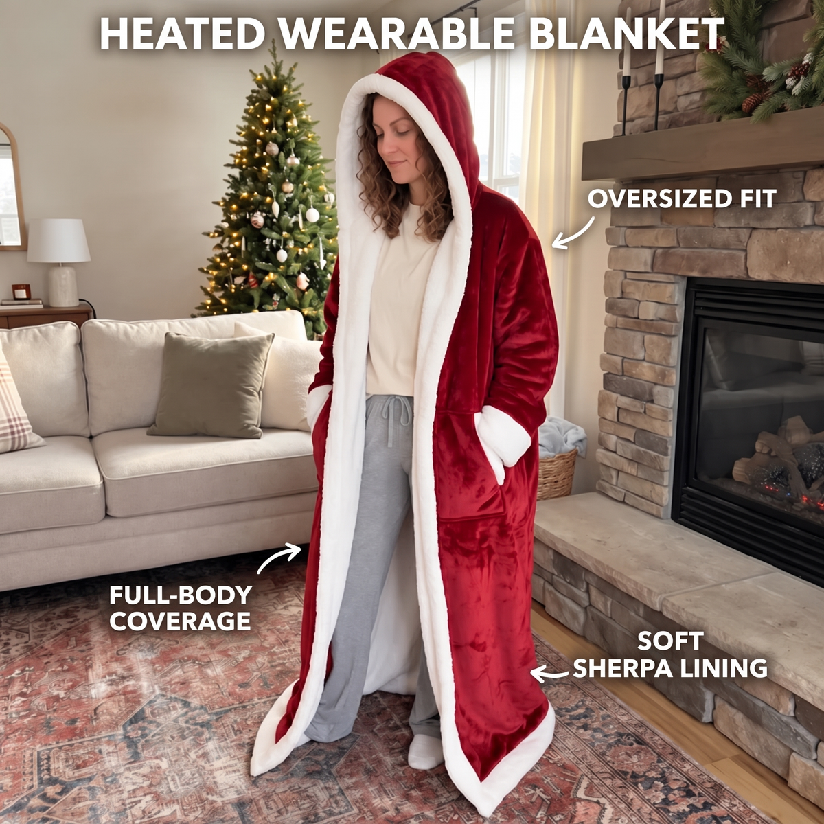 Mitoufli heated wearable blanket, HEATED WEARABLE BLANKET